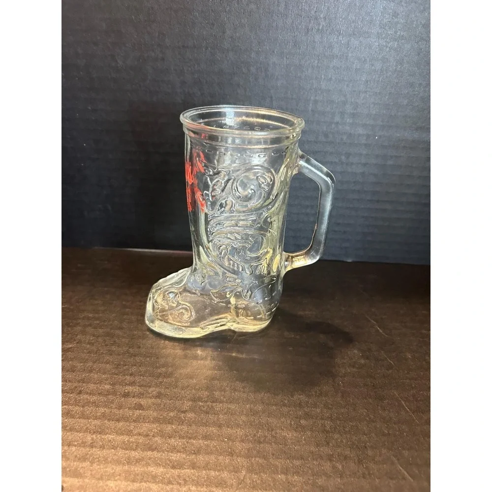 Coors Cowboy Boot Shaped Beer Glass Mug‎ Handle Red Logo 6